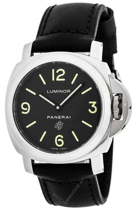 Panerai Luminor Base Logo Acciaio 44mm Black Leather Watch Pam01000