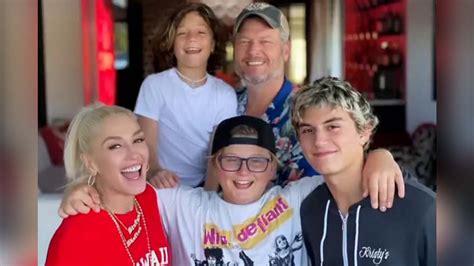 Gwen Stefani Blake Shelton Beam In Adorable Family Photo For Her Son Zuma S Th Birthday Access