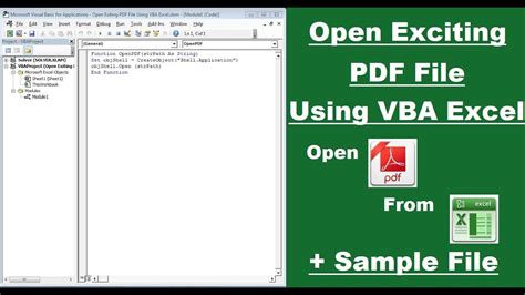 If the question applies to word vba rather than excel vba, for example, you need a different set of experts looking at your question. Open Exciting PDF File Using VBA Excel - YouTube