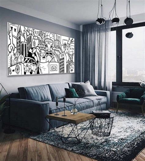 Living, room, graffiti, living, room name : Black and White Graffiti Style Wall Art Extra Large ...