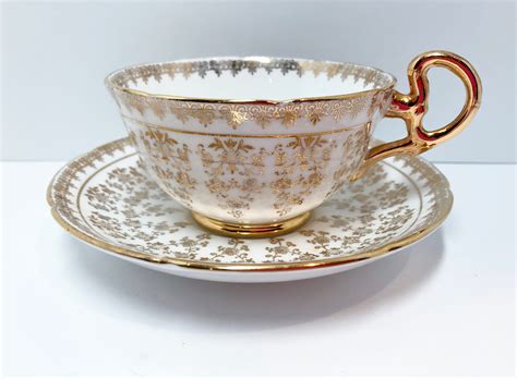 Royal Grafton Teacup And Saucer Antique Teacups English Bone China Gold White Cups English