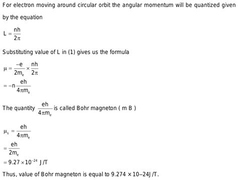 What Is The Formula Of Bohr Magneton And Its Expression And Value