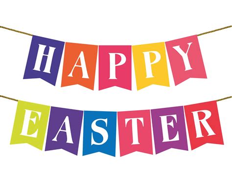 Happy Easter Simple Banner Easter Bunting Banner And Easter Etsy