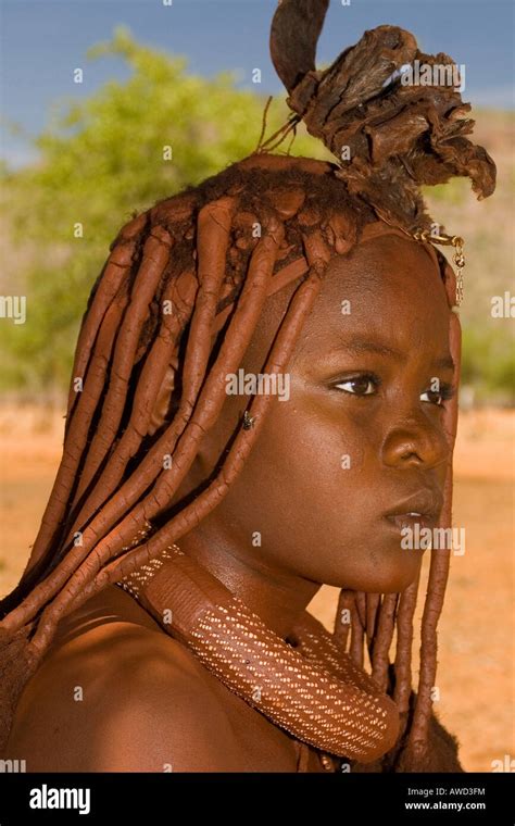 Portrait Of A Himba Girl Kaokoland Kaokoveld Namibia Africa Stock