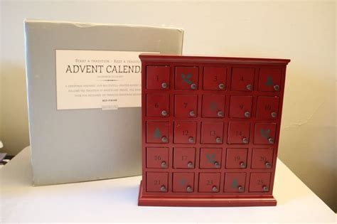Restoration Hardware Wooden Advent Calendar Red Finish W Original Box