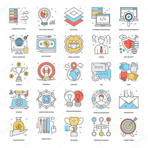 Flat Color Line Icons 10 — Stock Vector © Creativestall 134250824