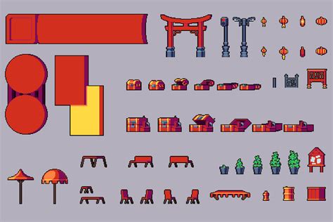 Chinese Street Tileset By Free Game Assets Gui Sprite Tilesets