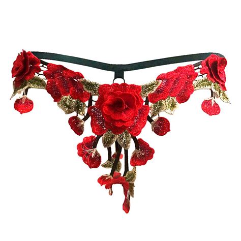 Dripping Red Roses Floral Lace Panties Underwear Thong Lingerie Cage B Liquidred