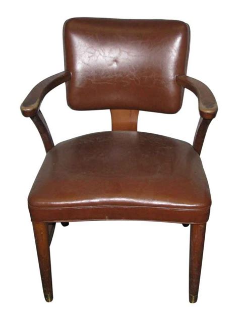 Walnut And Leather Office Chair Olde Good Things