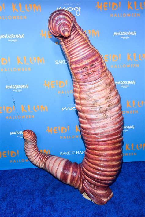 Heidi Klum Dresses As A Giant Worm For Halloween 2022 At Annual Celebration Costume Photos