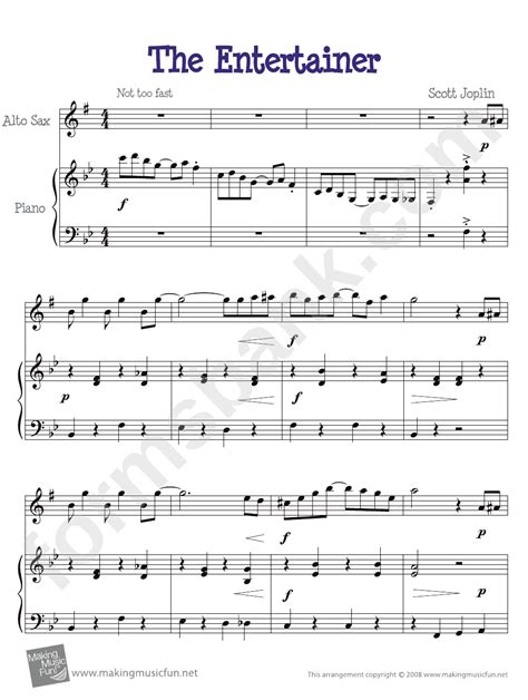 High quality piano sheet music for the entertainer by scott joplin. The Entertainer Sheet Music printable pdf download