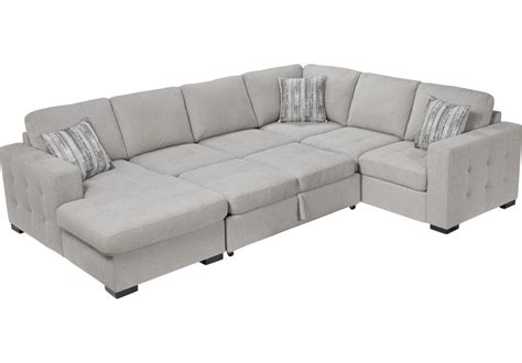 Upholstered in soft chenille fabric in pewter, this sectional's sleek track arms and spacious chaise lend a stylish contemporary flair. Angelino Heights Gray 3 Pc Sleeper Sectional in 2020 ...