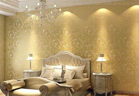 Netherland Victorian Non Woven Bedroom Textured Glitter Wallpaper Metallic Gold Classic Wall