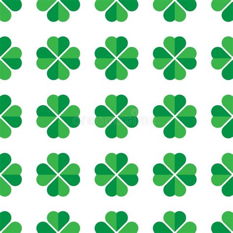 Green Shamrock Seamless Pattern Background Of Fourleaf Clovers Simple