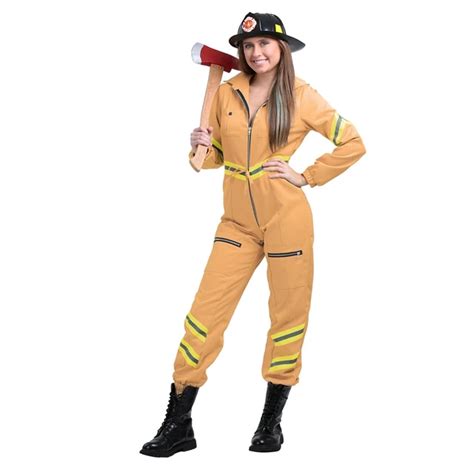 Adulto Halloween Donne Coraggioso Pompiere Costume Signore Vigile Del Fuoco Del Partito