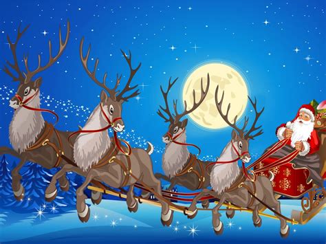 santa claus sleigh  reindeer gifts full moon desktop wallpaper hd  wallpaperscom