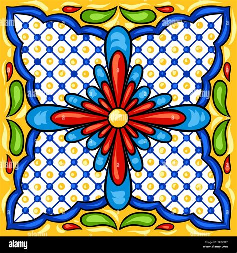 Mexican Talavera Ceramic Tile Pattern Stock Vector Image And Art Alamy