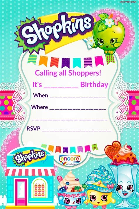 Create your own custom birthday party invitations with our invitation maker. Updated - FREE Printable Shopkins Birthday Invitation ...