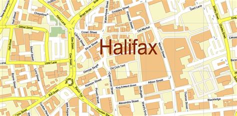 Halifax Huddersfield Uk Map Vector City Plan High Detailed Street Map