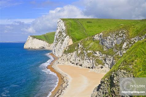 England Dorset Limestone Cliffs Adjacent Stock Photo