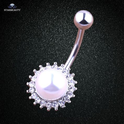 Simulated Pearl Barbell Navel Belly Button Rings Belly Navel Piercing Surgical Steel Belly Dance