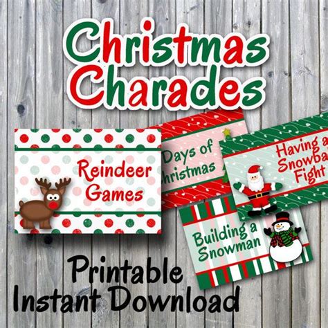 Christmas Charades Printable Pdf Party Game Printable Etsy In 2020