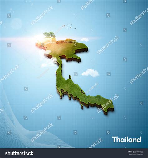 Realistic 3d Map Thailand Stock Illustration 303050060 Shutterstock