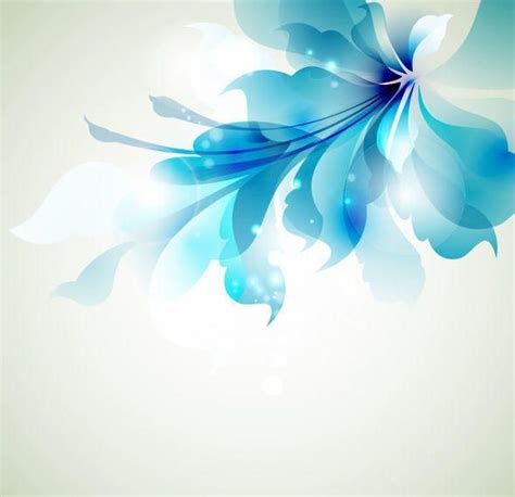 Blue Abstract Flower With Glowing Glares Vector Download