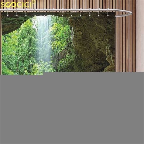 Decorative Shower Curtain Nature Canyon Michigan Caves Memorial Falls