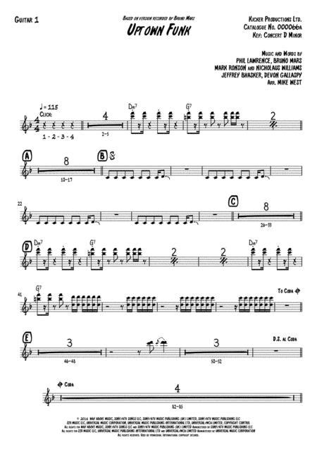 Uptown Funk Guitar By Digital Sheet Music For Individual Part