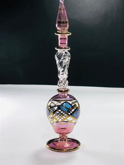 Egyptian Hand Blown Glass Perfume Bottle Decorative By 14k Etsy