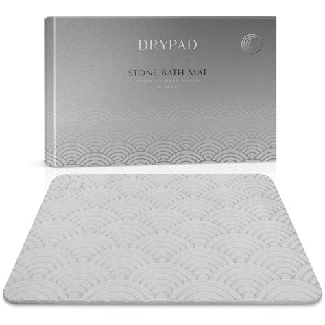 DryPad - Stone Bath Mat, Diatomaceous Earth Shower Mat, Japanese Wave