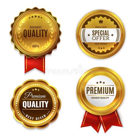 Gold Badges Seal Quality Labels Sale Medal Badge Premium Stamp Golden