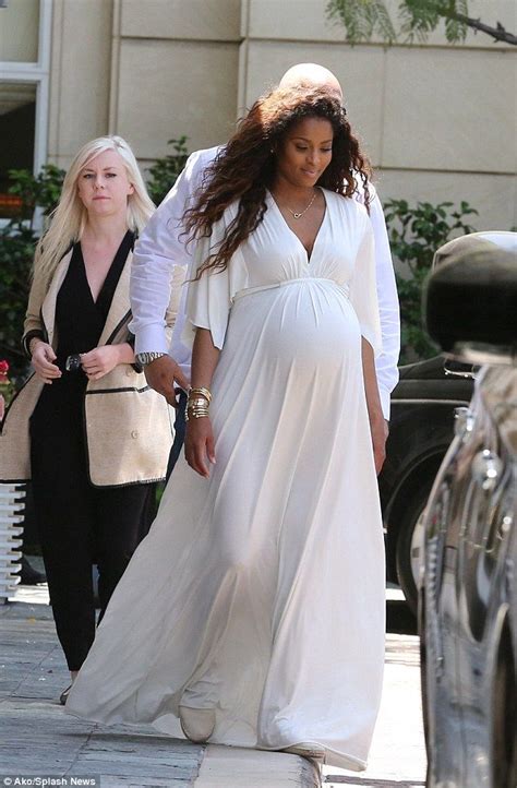 Ciara Looks Angelic In White As She Shows Off Large Baby Bump