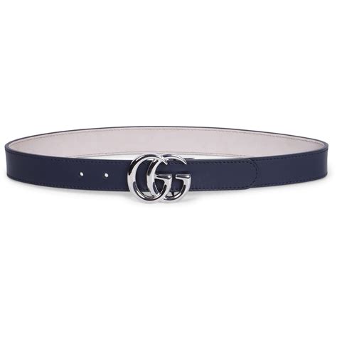 Gucci Classic Gg Leather Belt In Blue — Bambinifashioncom