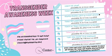 Transgender Awareness Week Lgbtq Center Binghamton University