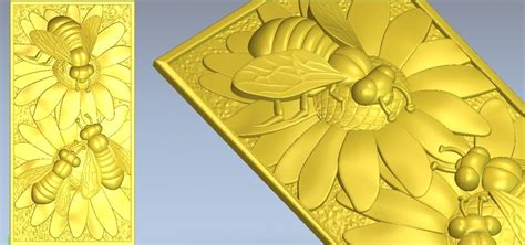 3d Cnc File Stl Picture Bees On The Leaves 1319 Dxf Downloads Files