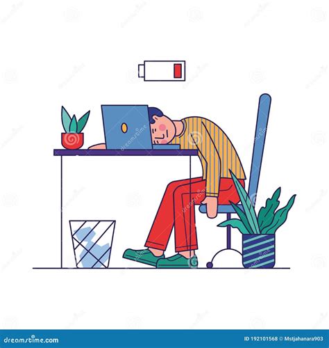 Tired Employee Exhausted With Work Stock Vector Illustration Of Bored