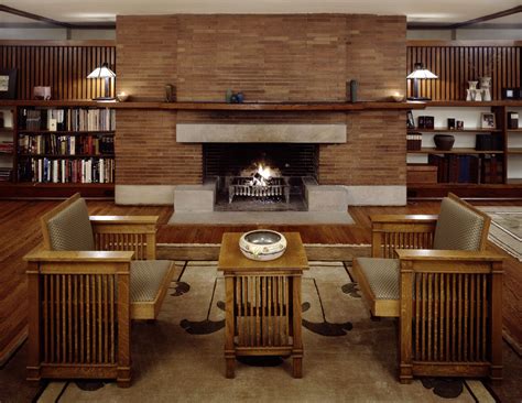 Prairie Style Interior Built In Furniture Living Room