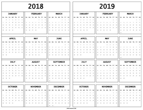 2018 And 2019 Calendar Printab Images On