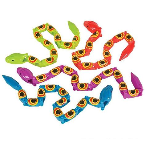 15 Assorted Jointed Snake 12 Pieces Plastic Wiggly Toys For Boys And