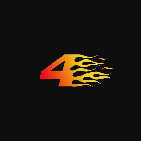 Number 4 Burning Flame Logo Design Template 588134 Vector Art At Vecteezy