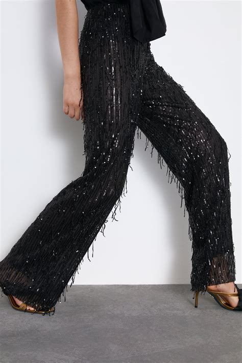 Fringed Sequinned Trousers New In Trf Zara United Kingdom Pantolon
