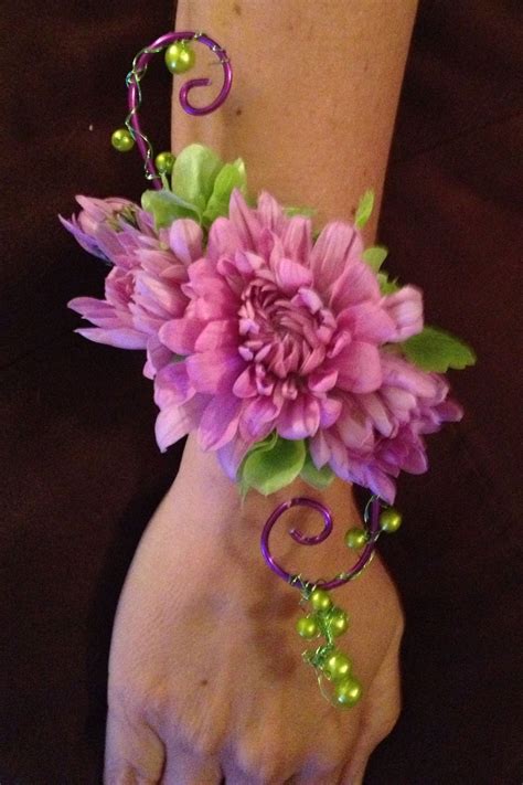 Wedding Prom Flowers Wrist Or Pin On Corsage Purple And