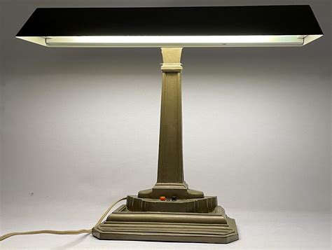 Lot Vintage C 1940 Brown Enamel Fluorescent Gooseneck Desk Lamp WORKS