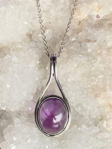 Natural Amethyst Pendant Set With Sterling Silver Etsy