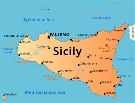 Sicilien Karta Karta Sicilien Flygplatser Europa Karta
