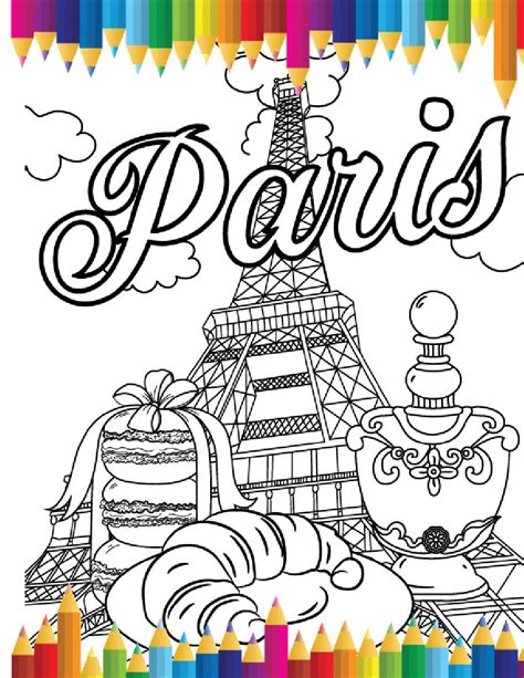 Paris Eiffel Tower Coloring Page Coloring Sheet By Erikavectorika