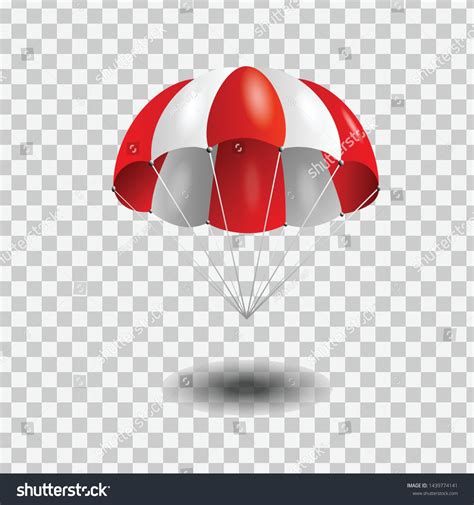 Red And White Parachute On Transparent Background