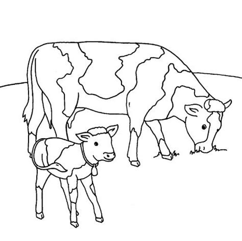 Kostenlose Malvorlage Bauernhof Kühe auf der Weide zum Ausmalen